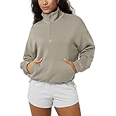 ODODOS Women's Modal Soft Cinchable Sweatshirts Half Zipper Funnel Neck Oversize Pullover with Pockets