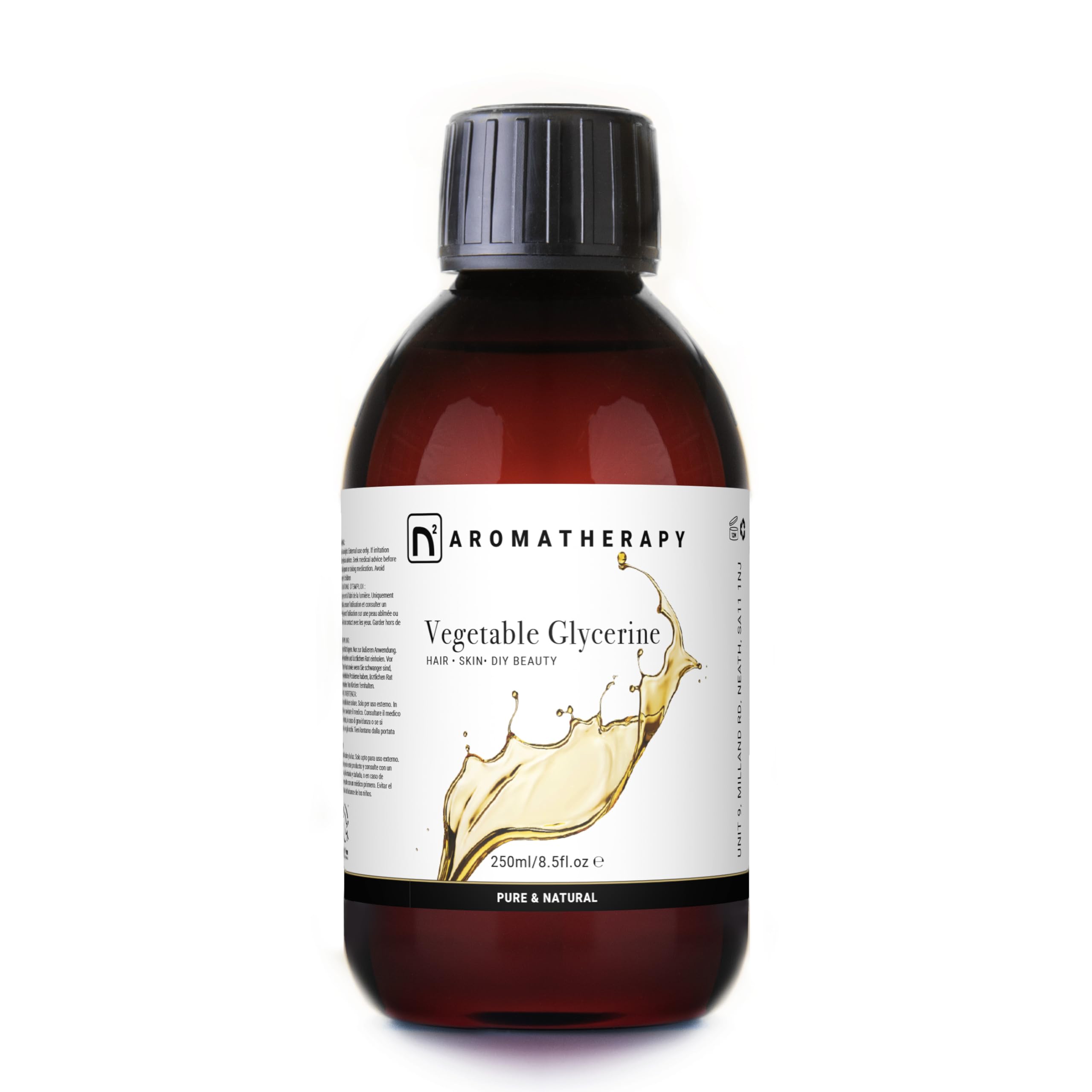 n2 Aromatherapy Vegetable Glycerin - 250ml - Glycerine Liquid - for Skin, Body, Face, Hair, Nails, Soap Making, Homemade Beauty Formulations