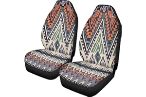 PEHEDE Car Seat Cover Retro Traditional Folk Pattern Front for Cars, Easy to Install Cover Set, Accessories Auto Trucks Van SUV,2 Packs