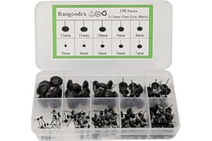 RAOGOODCX 150Pcs Needle Felting Eyes Mini Glass Black Eyes Kits for Toy Teddy Puppets Dolls Wool Felting Crafts