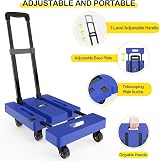SOLEJAZZ Folding Hand Truck Dolly 230KG 6 Wheels 2 Cords Blue view 4