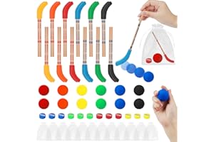 48 Pieces Hockey Themed Party Favors Multicolor Hockey Sticks Pencils Include 12 Hockey Pencils with Erasers 12 Hockey Balls 