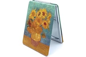 Aeisage Square Compact Mirror Rectangular Purse Mirror Small Cosmetic Mirror for Purses Handheld Mirror Van Gogh Sunflowers Gifts, Diameter 2.75''x0.4'' Thickness