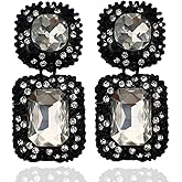VANGETIMI Vintage Rhinestone Statement Earrings Formal Crystal Drop Dangle Earrings Evening Prom Pageant Earrings for Women