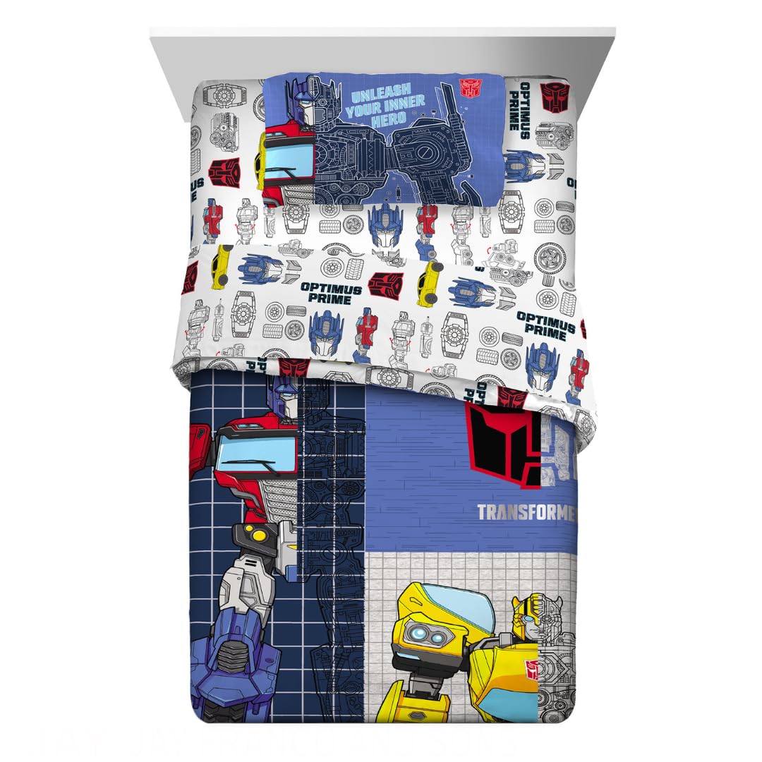 Transformers Optimus Prime Kids Bedding Super Soft Microfiber Comforter and Sheet Set, 5 Piece Full Size, (Officially Licensed Product) by Franco Image