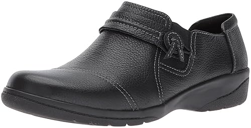 Clarks Women's Cheyn Madi Loafer, Black Tumbled Leather, 6 M US