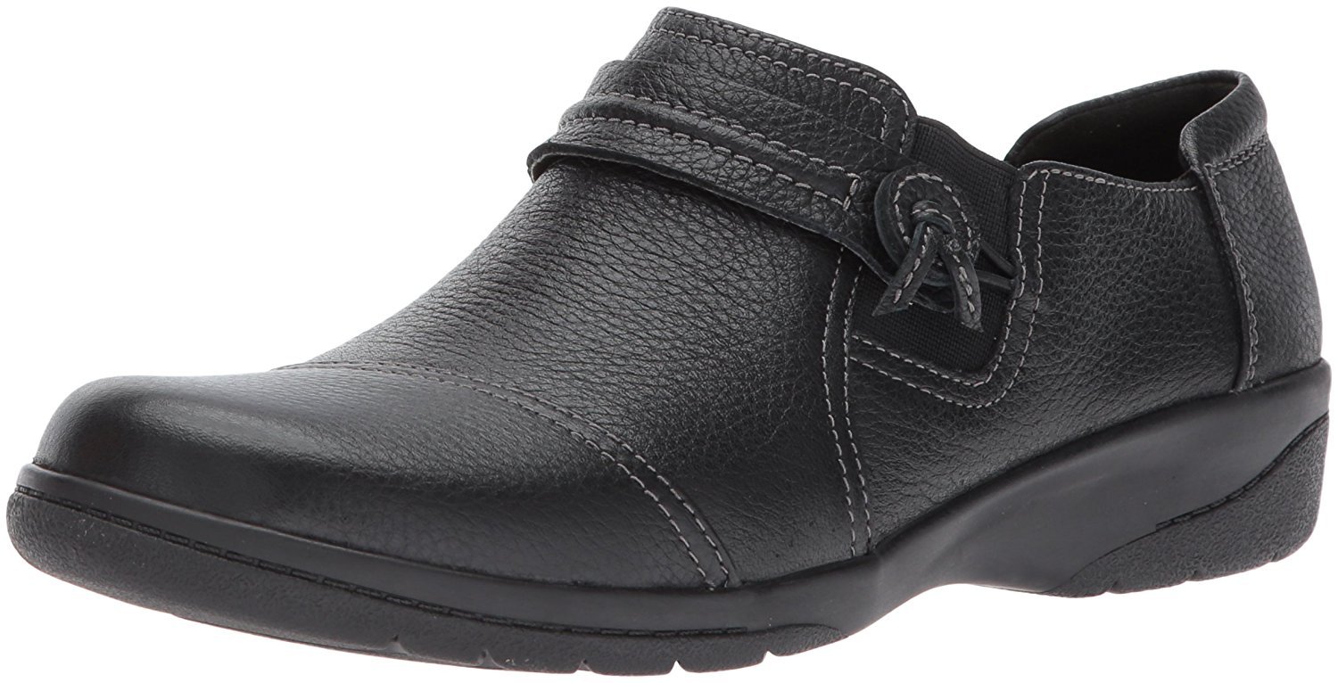 Clarks Women’s Cheyn Madi Loafer, Black Tumbled Leather, 9 W US
