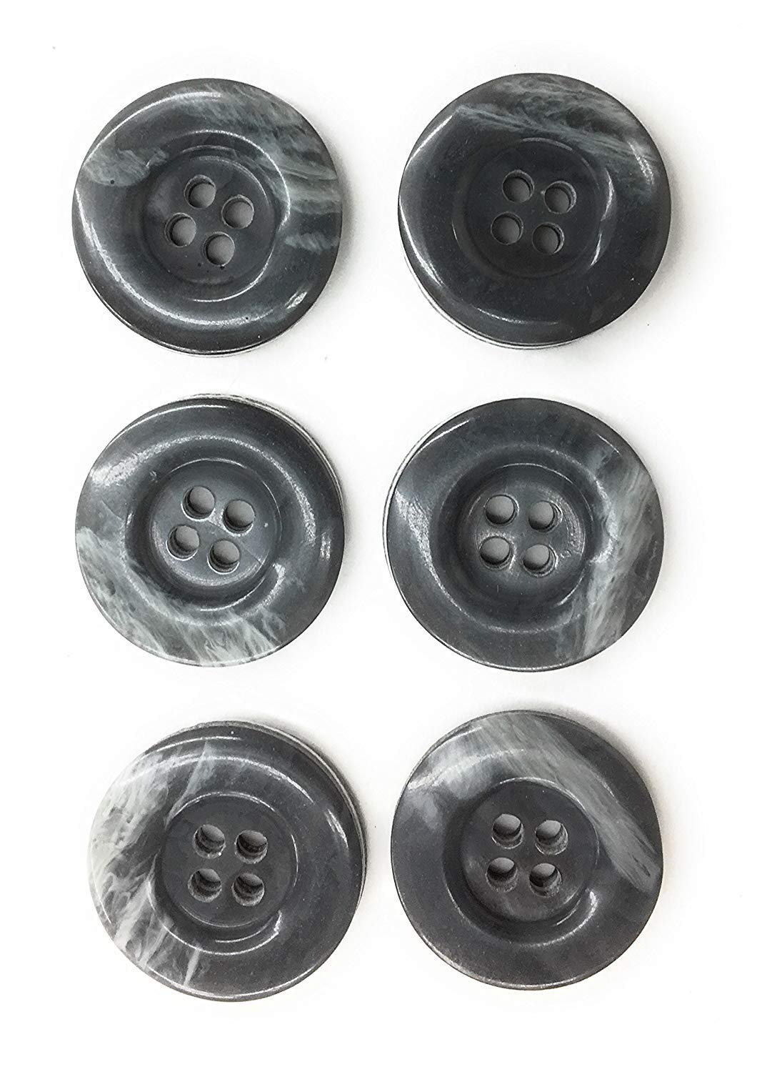 6 Marbelized Grey Buttons Set- 3/4'' Tailored 4 Hole Sew On Buttons for Sportcoat, Dress,Blazer, Sport Coat and Jackets Sport Coats