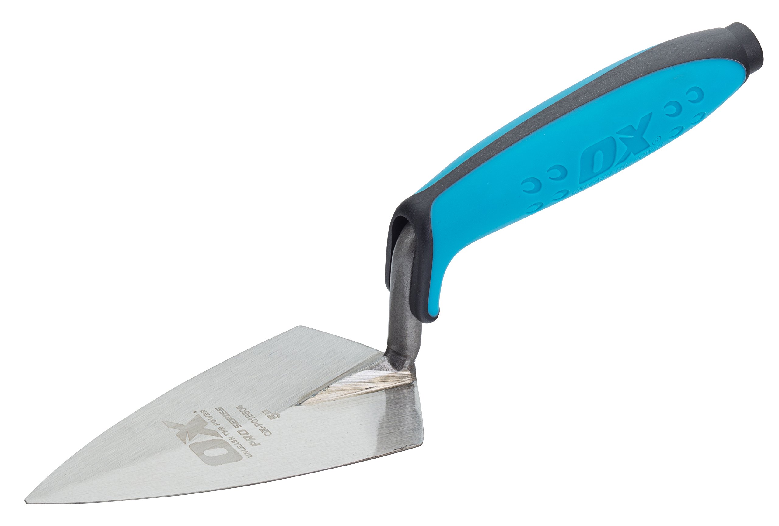 OX Philadelphia Pattern Pointing Trowel - Pro Series Plasterers / Builders Carbon Steel Pointing Trowel with Dura-Grip Soft Handle - Multicolour - 5 Inch/127 mm