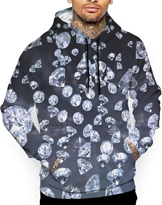 Diamond Hoodie,Long Sleeve Hooded Sweatshirt with Pockets