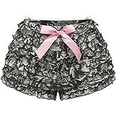 SOLY HUX Women's Camo Ruffle Mini Shorts Y2k Bow Elastic Low Rise Bloomer Shorts