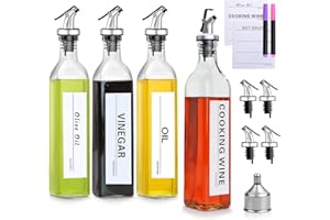 Accguan 17oz Olive Oil Dispenser Bottle,Leakproof Oil Dispenser,Set with Sticker and Pen,Suitable for Storing Olive Oil, Vinegar and Other Liquids (4 PCS)