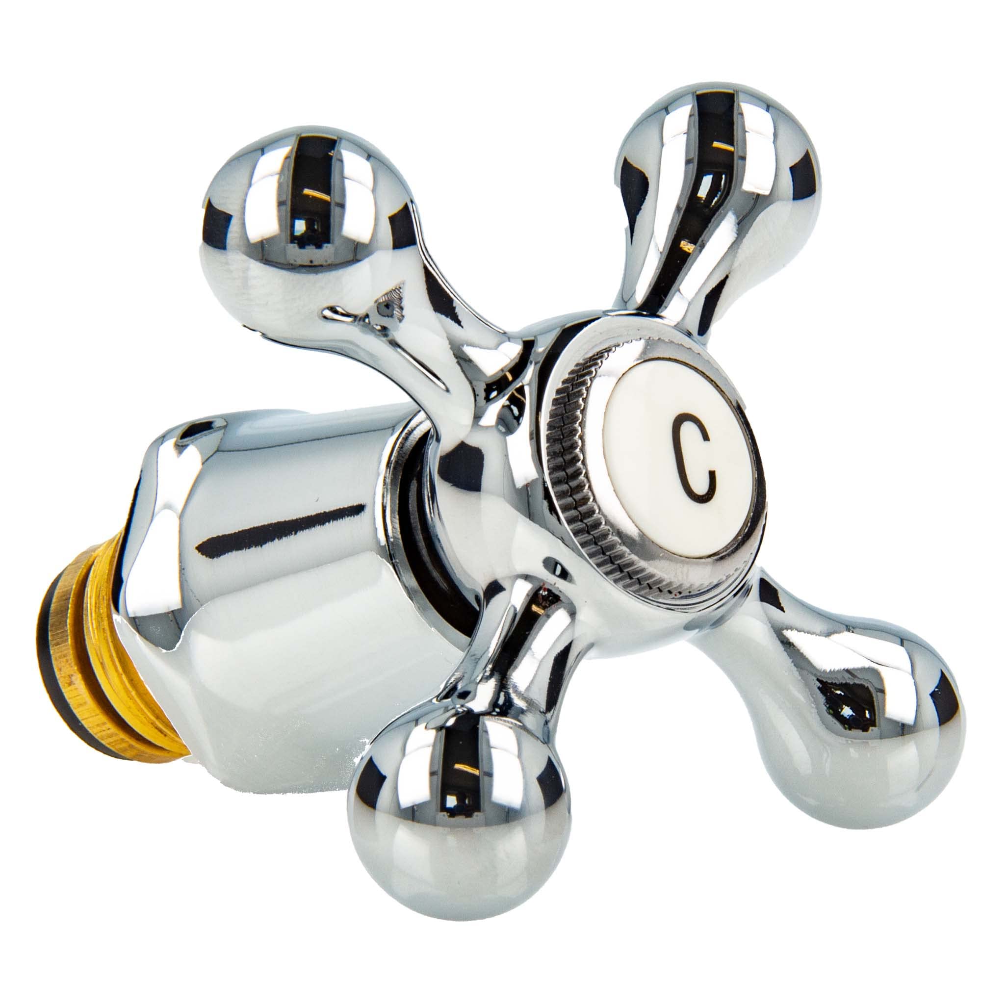 tecuro Universal Valve Inner Top with Nostalgic Handle Cold C Brass Chrome-Plated 1/2 Inch Compatible