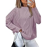 MixShe Women's Oversized Crewneck Cable Knit Sweaters Fall Fashion 2025