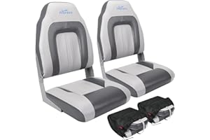 Affordura Boat Seat for Boats with 2 Storage Bags High Back Folding Boat Seat Boat Fold Down Seat (2 Packs), Charcoal