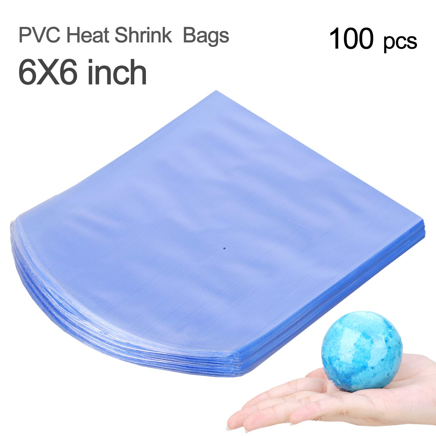 COQOFA 100 Pcs Round Heat Shrink Wrap Bags 6X6 Inch PVC for Bath Bombs Soaps Bottles Cookies