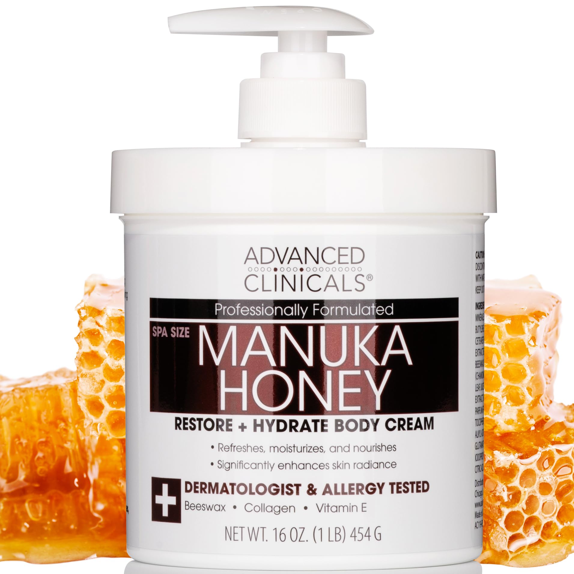 Manuka Honey, Restore + Hydrate Body Cream, 16 oz (454 g), Advanced Clinicals
