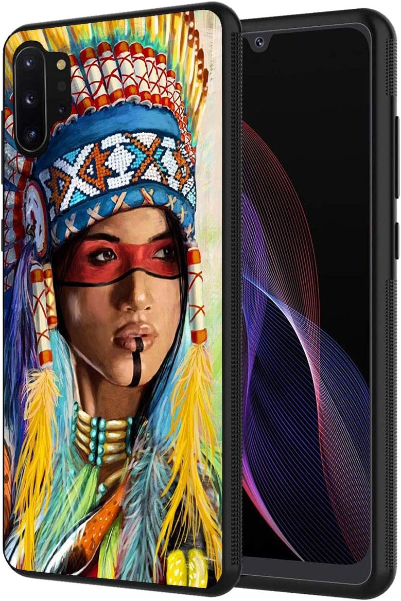 Note 10 Plus case,Slim Anti-Scratch Shockproof Silicone TPU Protective Cover for Samsung Galaxy Note 10 Plus/Note 10 Plus 5G, American Indian Woman