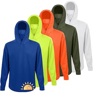 LeeHanTon Men UPF 50+ Sun Protection Hoodie Long Sleeve T Shirts Pack Quick Dry Shirt for Athletic Running Activewear Workout