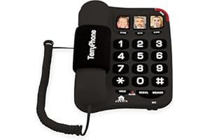 ACENIS Big Button Phone for Seniors - Corded Landline Telephone - One-Touch Dialling for Visually Impaired - Amplified Ringer with Loud Speaker for Hearing Impaired, Ergonomic Non-Slip Grip