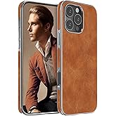 LOHASIC for iPhone 16 Pro Max Case, Classic Leather Luxury Slim PU Flexible Bumper Non-Slip Grip Shockproof Full Body Protective Cover Men Women Phone Case for iPhone 16 Pro Max 6.9" (2024) - Brown