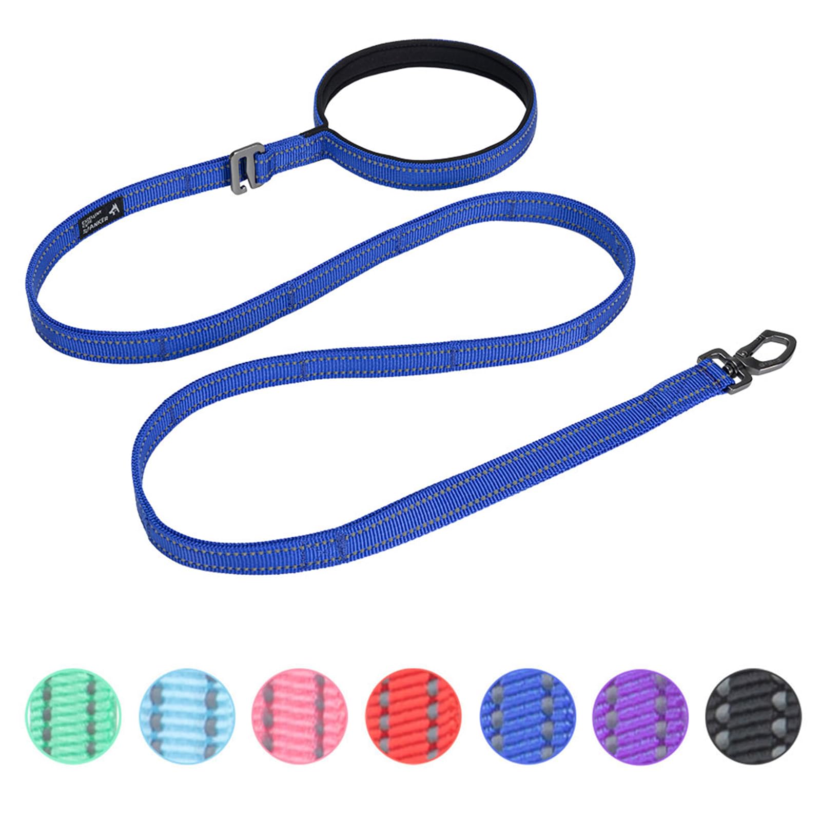 EXCELLENT ELITE SPANKER Reflective Nylon Dog Leash Padded Handle 5 FT Dogs Leashes with Quick Release Buckle for Small & Medium Dogs（Blue)