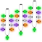 3PCS Halloween Accessories, Light up Halloween Necklaces for Trick or Treat | 9 Bone Bulbs Glow Necklaces, Halloween Party Favors with Colorful Skull, stage performance, Costume Party Supplies Decor