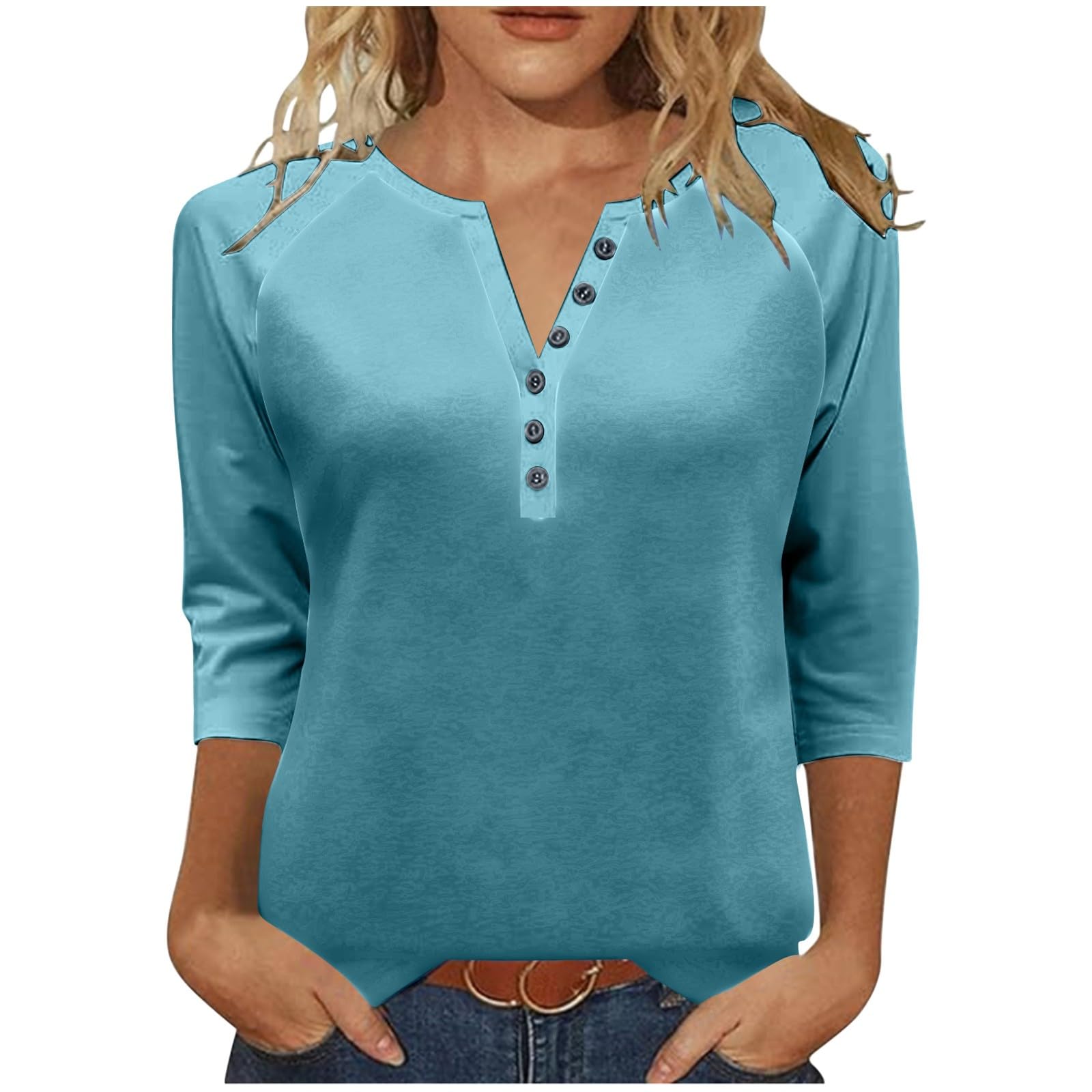 Fall Tops for Women 2025 Casual Button Down Henley