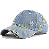 Ripped Trucker Hat Baseball Cap - Mens Washed Hat Vintage Adjustable Fishing Hat Retro Sun Hat