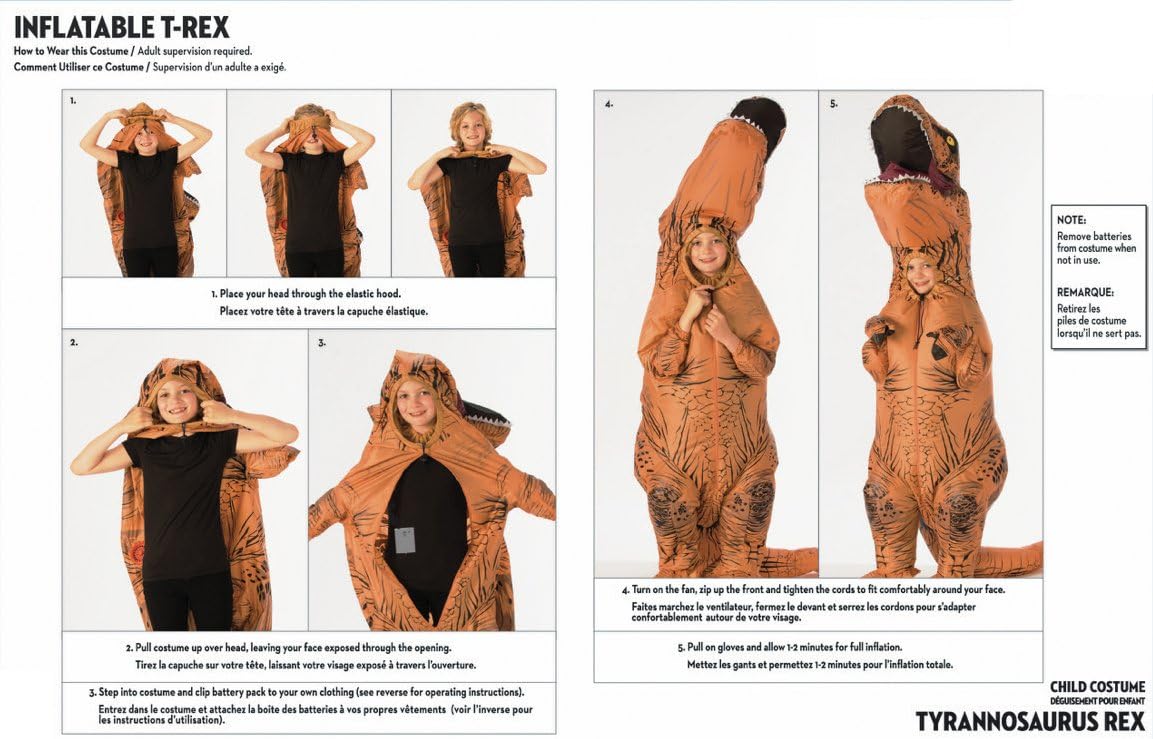 Rubie's Child's Jurassic World T-Rex Inflatable Costume, Small, Brown: Toys & Games