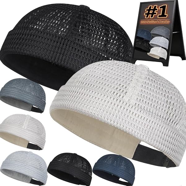 Men's Breathable Brimless Hat, Summer Style Mesh Tang Beanie, Adjustable Large-Mesh Skullcap for Men and Women - 1