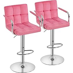 Yaheetech Counter Height Bar Stools Set of 2 Velvet