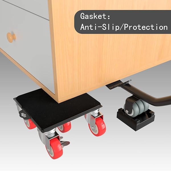 MYUEA FURNITURE DOLLY,FURNITURE MOVERS WITH 5 WHEELS,CARBON STEEL PANEL HEAVY DUTY DOLLY,MAXIMUM LOAD 3474LBS,FURNITURE LIFTER WITH 5 360° ROTATABLE RUBBER UNIVERSAL WHEELS(BLACK,6.89X6.9 IN)