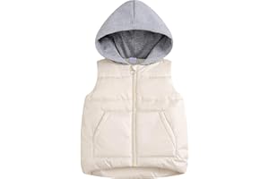 Happy Cherry Girls Puffer Cotton Vest Hooded Kids Water Resistant Jacket Sleeveless Windproof Thick Outerwear Gilet