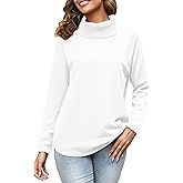 Women's Turtleneck Knit Pullover Long Sleeve Casual Oversized Curved Hemline Sweater Tops