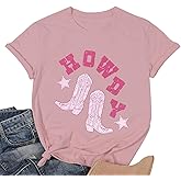 Howdy Shirt for Women Vintage Rodeo Cowgirl Graphic T-Shirt Western Country Concert Tee Tops