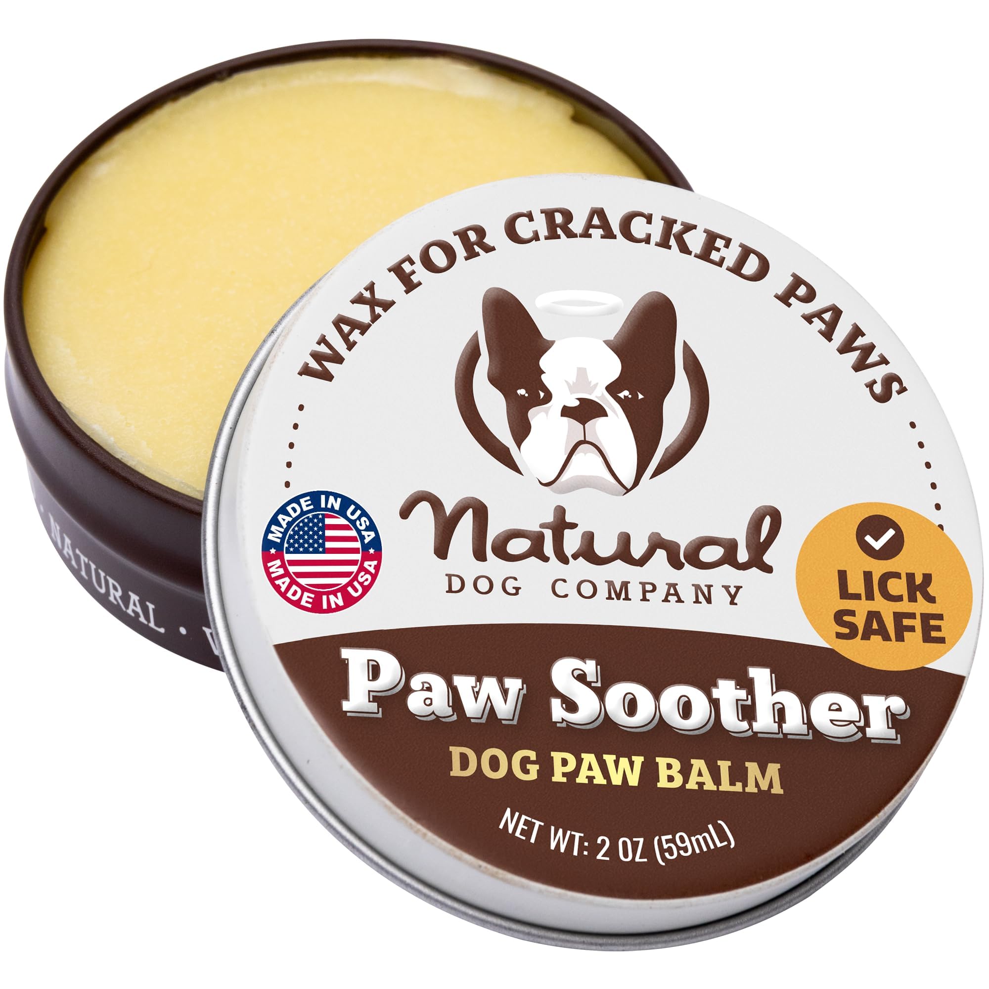 Natural Dog Company - Paw Soother | Dry, Cracked, Irritated Dog Paw Pads, Organic, All-Natural Ingredients, Easy to Apply 2oz/59ml Tin