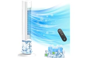 BEBEGINE Windowless Portable Air Conditioner Ac Units with Remote, Evaporative humidifier Air Tower Cooling Fan, Small Indoor Outdoor Oscillating Swamp Cooler for Room Office Kitchen,7H Timer, White