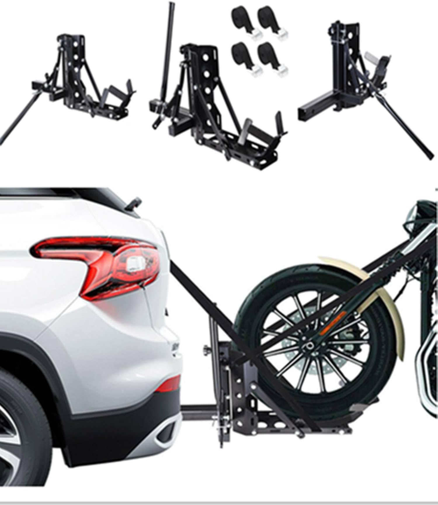 byqs us 800lb Motorcycle Trailer brackettrailer Hitch carrierAdjustable heightmotorcycle carriermotorcycle Carrier Hitch Mount(Black)