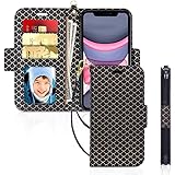 Skycase iPhone 11 Case 6.1",[RFID Blocking] Handmade Flip Folio Wallet Case with Card Slots and Detachable Hand Strap for App
