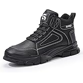 MOLLYBLOS Work Boots for Men,Indestructible Steel Toe Shoes,Breathable High Top Steel Toe Boots for Men,Non Slip Lightweight Safety Work Shoes.