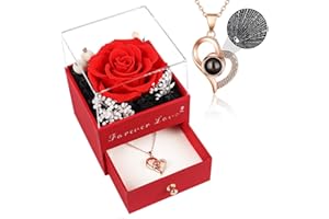 Beferr Valentines Day Gifts for Her Women Birthday Gifts Preserved Real Rose with Necklace Eternal Roses Forever Flowers Gifts for Mom Wife Sister Grandma