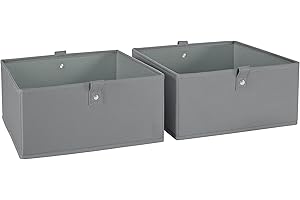RiverRidge Kids 2pc Folding Storage Bins Set - 10.5” Bin Organizers with Handles - Gray Closet Organizer and Storage for Toys, Games, Shoes - Foldable Cube Storage Organizer Bins for Playroom, Nursery