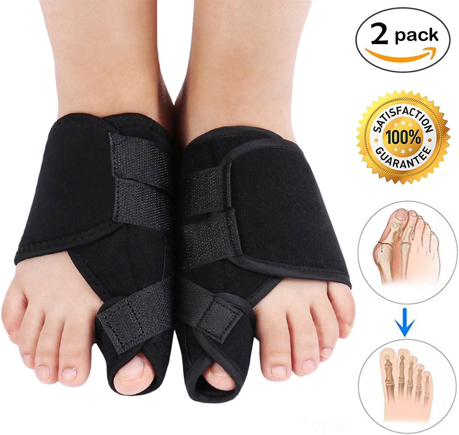 Bunion Corrector, TOMASHE 2pcs Bunion Corrector and Bunion Relief- Toe Straighteners and Bunion Pads For Relieve Hallux Valgus Foot Pain and Soothe Sore Bunions (Black, One Size(EU 35-46))