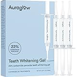 Auraglow 22% Teeth Whitening Gel Syringe Refill Pack, 22% Carbamide Peroxide, 30 Whitening Treatments, (3) 5mL Whitening Gel