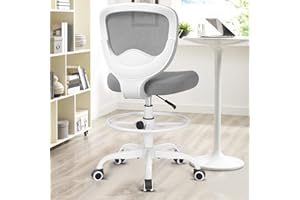 Razzor Drafting Chair Tall Office Chair for Standing Desk Chairs with Adjustable Height Footrest, Armless High Desk Chair Ergonomic Rolling Stool