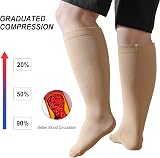 PutuO Plus Size Compression Sock 20-30mmHg Beige 7XL Wide Calf Unisex view 3