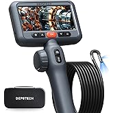 DEPSTECH 10FT Articulating Endoscope Camera with Light: Dual Lens Industrial Borescope with 4.5" Screen and Flexible Cable, Video Inspection Snake Scope Camera Tool for Wall, Auto, Pipe, Mechanics
