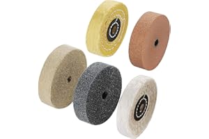 LUO KE 𝐋𝐮𝐨 𝐤𝐞 5 Pcs 3'' Grinding/Buffing Wheels - 3/8'' Arbor Hole Abrasive Polishing Wheel Aluminum Buffing Kits for Bench Grinder