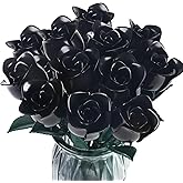 12 Black Roses Flower Bouquet Building Blocks Compatible with Lego Flowers Rose Size,DIY Botanical Collection Bouquet Decoration,Memorable Present for 6+ Kids or Adults Women